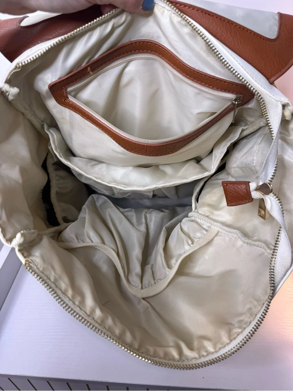 Wren Chestnut Brown and Cream Leather Backpack